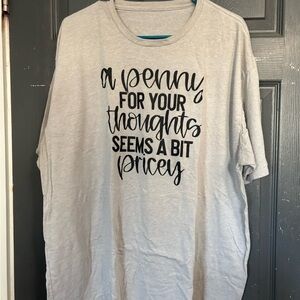 Light Gray Graphic Tee with Bold Text